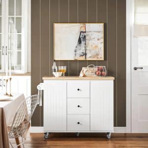 Køkkenø på Hjul: Udvid din arbejdsplads med denne stilfulde køkkenø, hvid