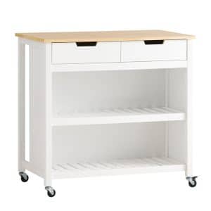 Køkkenø på hjul, køkkenvogn med skuffer, hvid 98x58x94 cm - Køkkenudstyr - Daily-Living