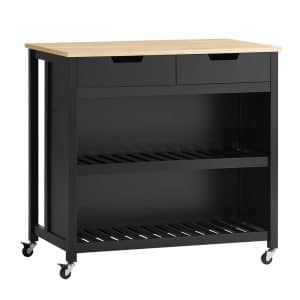 Køkkenø på hjul, køkkenvogn med skuffer, sort 98x58x94 cm - Køkkenudstyr - Daily-Living