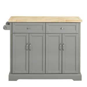 Køkkenø på hjul, køkkenvogn med udtrækkelig bordplade, grå - Køkkenudstyr - Daily-Living